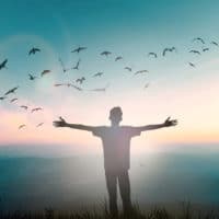 Fear Not | Navigators Bible Study Resource | Happy man rise hand on morning view. Christian inspire praise God on good friday background. Now one man self confidence on peak open arms enjoying nature the sun concept world wisdom fun hope