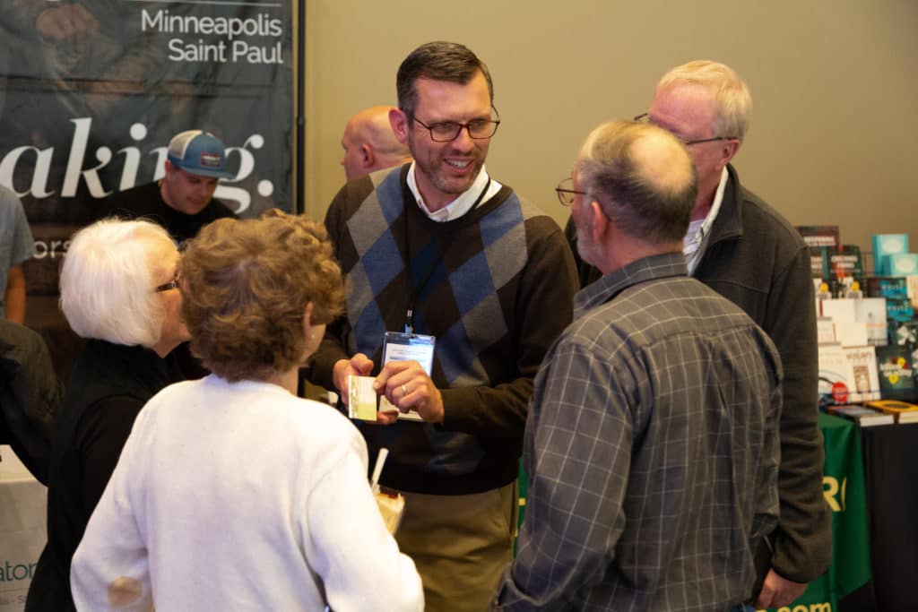 Chad Selje talks to attendees at the Life-to-Life Discipleship Conference