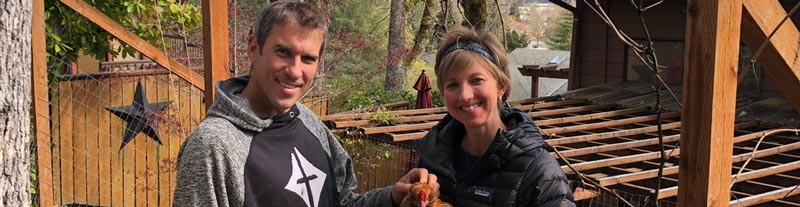 Loving Our Neighbors When We Are All At Home | Navigators Neighbors | John & Stephanie Winder posing with one of their chickens