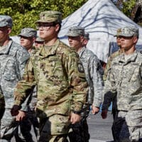 Prescott, Arizona, USA - November 11, 2017: Army ROTC marching in the Veterans Day Parade