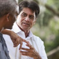 Spiritual Friendship | Navigators Discipleship Resource | Two men having a conversation outside