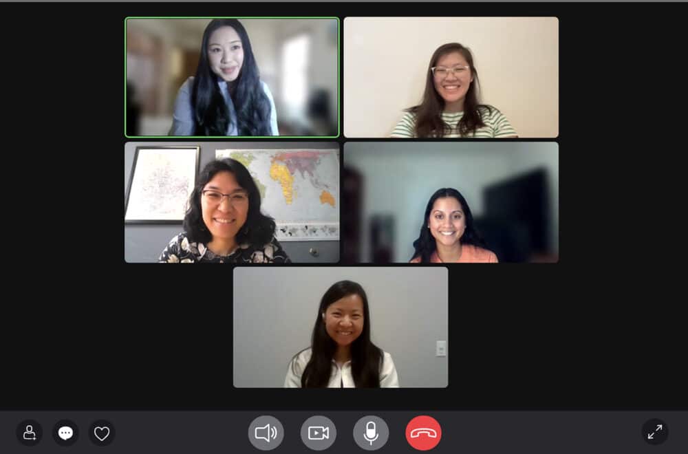 Five women meeting over video conferencing for their Disciplehip Learning Community.
