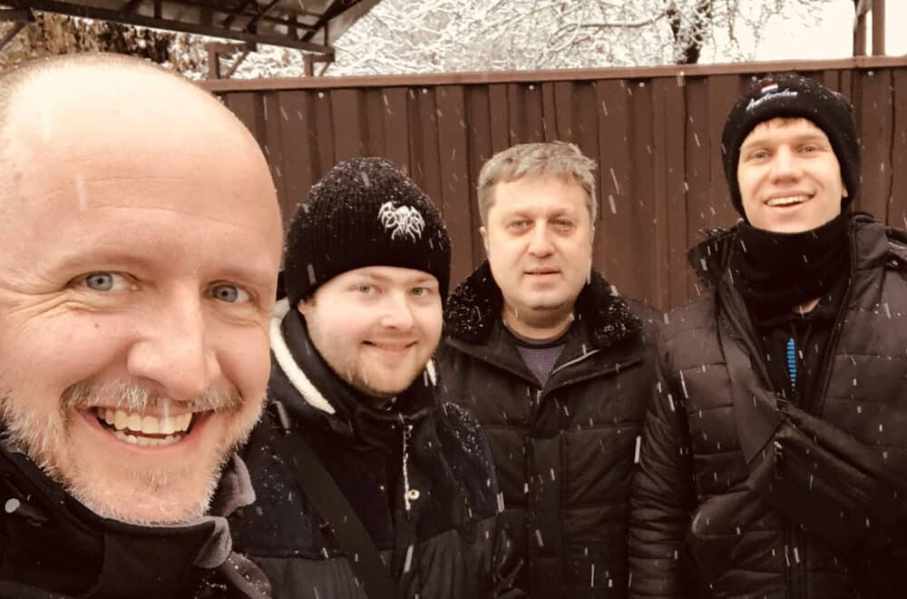 Tyler, a Navigators missionary, spending time with Ukrainian friends and joyfully sharing the Gospel amidst a war.